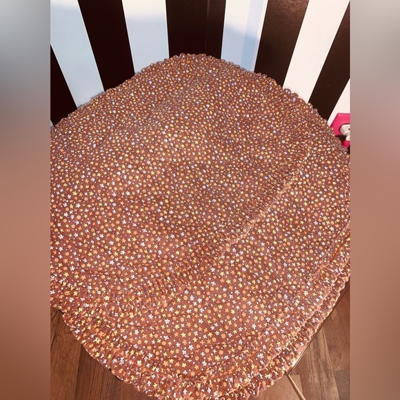 4 1970s Cotton Oval Place Mats Rustic Brown Retro Daisy Floral Pattern Vintage - Picture 1 of 6